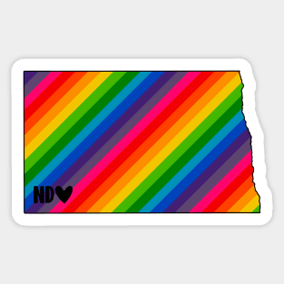 USA States: North Dakota (rainbow) Sticker